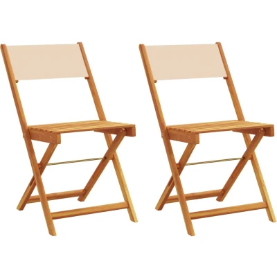 Afbeelding van Bistrostoelen 2 st massief acaciahout en stof beige