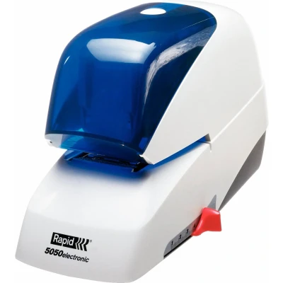 Afbeelding van Rapid Elektrische platte nietmachine, 50 vellen, kunststof, metaal, elektronica, cassettewisseling, incl. een cassette met 5000 nietjes, 5050e, wit/blauw, 20993210