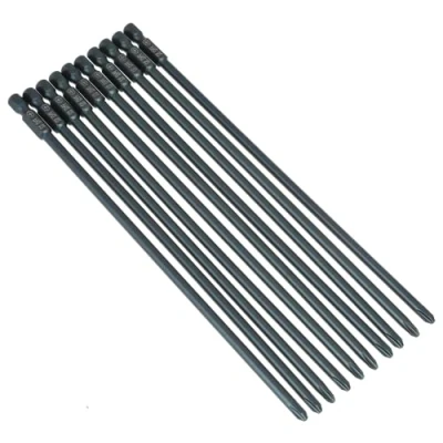 Afbeelding van 10 stuks schroevendraaierbitset, 200 mm extra lange S2 stalen kruiskop PH2 schroevendraaierbitset 1/4 inch zeskantschacht