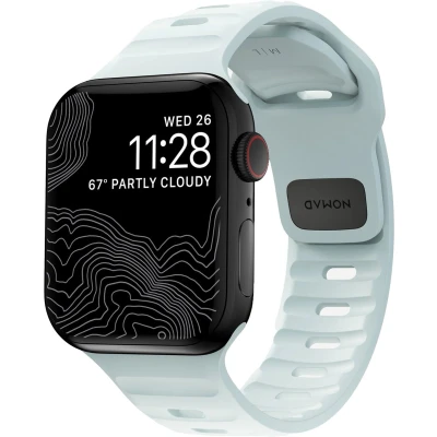 Afbeelding van Apple Watch bandje Synthetisch rubber Lichtblauw Geschikt voor Series1/2/3/4/5/6/7/8/9/10/SE (38/40/41 mm) Series 10 (42 Icy Blue