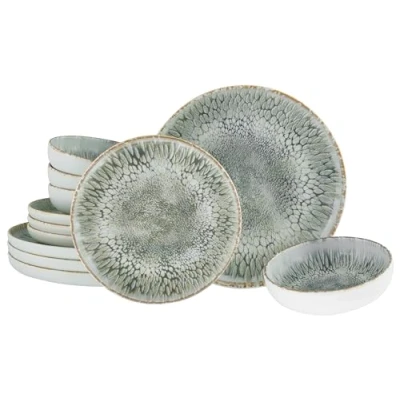 Afbeelding van CreaTable, 21622, serie Uno Volcano, 12 delige serviesset, bordenset van aardewerk, vaatwasser en magnetronbestendig, Made in Portugal