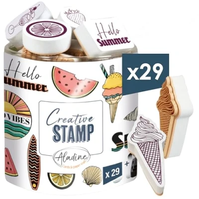 Afbeelding van Aladine Stampo Stempel Set Zomer 29 stuks