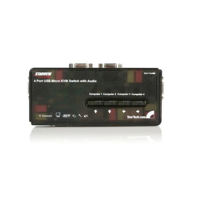 Afbeelding van StarTech.com 4 poort USB KVM switch Zwart met Audio en Bekabeling