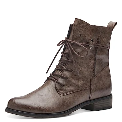 Afbeelding van MARCO TOZZI dames 2 25110 41 Lace Boot Flat, Mud, 37 EU