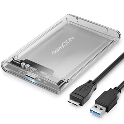 Afbeelding van deleyCON SSD Behuizing voor Harde Schijven USB 3.0 2,5“ Inch SATA 3 / HDD 7mm 9,5mm III Externe UASP [Transparant]