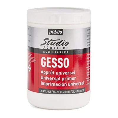 Afbeelding van Pébéo Studio acryl Gesso wit voorbereiding van de schildergrond ideale primer voor acryl, olie en gouache Titanium 1 l