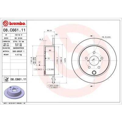 Afbeelding van Brembo Remschijf 08.C661.11