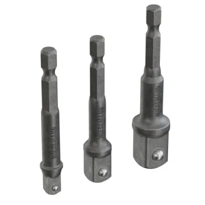 Afbeelding van Boormachine adapter set 3 delig zeskant naar vierkant Van WIESEMANN 1893 I Dopsleuteladapter voor 1/4, 3/8, 1/2 inch CV staal 81048