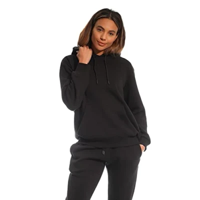 Afbeelding van Light &amp; Shade Zacht aanvoelende loungewear met capuchon voor dames, capuchon, zwart