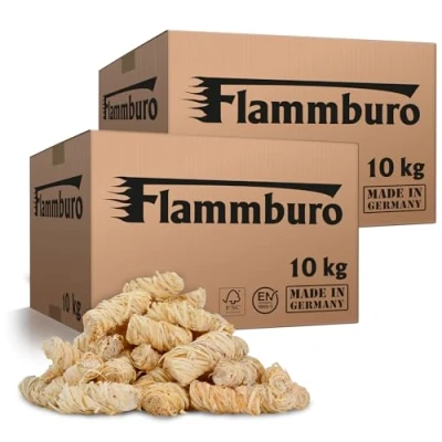 Afbeelding van FLAMMBURO eco aanmaakwol (20 kg) ca. 1600 stuks, ook als (3 kg+5 kg+10 kg+15 kg), ecologische barbecueaansteker, openhaardaansteker, kachelaansteker, houtwol, aanmaakblokjes