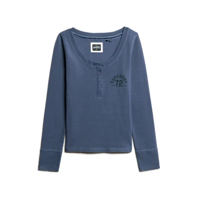 Afbeelding van Athletic Buttondown top met Lange Mouwen Blauw Grootte: 38 40