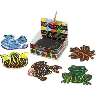 Afbeelding van Melissa &amp; Doug Kraskaart Scratch Art Nature Zwart 126 delig
