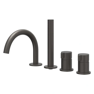 Afbeelding van IVY Tribe badrandcombinatie 4 gats Geborsteld carbon Black PVD