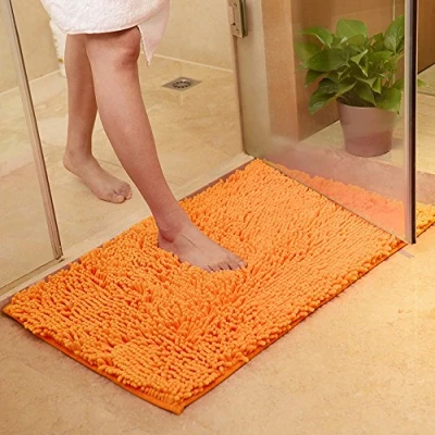 Afbeelding van ele ELEOPTION Soft Shag badmat, keukenmat, deurmat, antislip, absorberend, douche, shaggy, 50 x 80 cm, oranje