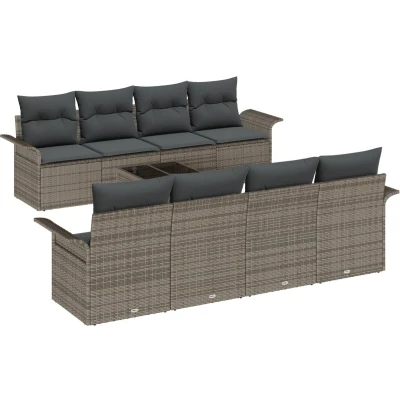 Afbeelding van vidaXL Tuin Sofa Set van 7 Grijs Rattan, Polyester