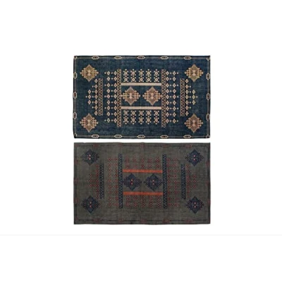 Afbeelding van Tapijt DKD Home Decor 120 x 180 0,4 cm Blauw Oranje Polyester Arabisch (2 Stuks)