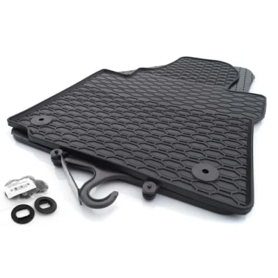 Afbeelding van rubberen matten geschikt voor VW Caddy III IV Premium (geurloos) vloermatten set incl. originele bevestiging, zwart
