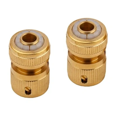 Afbeelding van MIVOS 2 x messing tuinslang snelkoppelingen 1/2&quot; (13 mm) slangkoppeling verbindingselementen voor het begin en einde van de slang