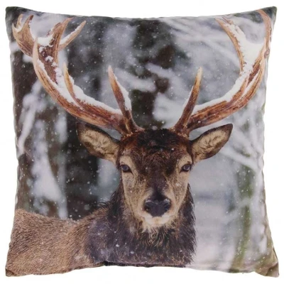 Afbeelding van Unique Living Sierkussen Reindeer Print Dessin 3 45x45cm