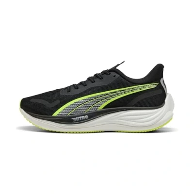 Afbeelding van Puma Velocity Nitro 3 Hardloopschoenen voor op de weg, Heren, Maat: 44.5, Black/yellow alert Textiel/ synthetisch