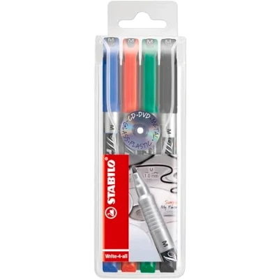 Afbeelding van Permanent marker STABILO Write 4 all medium stuks blauw, rood, groen, zwart