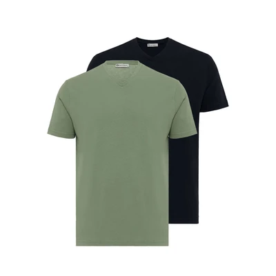 Afbeelding van dandalo Dawid 2 PACK Tshirt basic, Heren, Maat: Medium, Mint navy