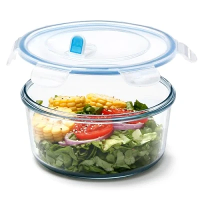 Afbeelding van NUTRIUPS 1,6L luchtdichte glazen voedselopslagcontainers met deksels, ronde voedselopslagset, BPA vrij voor maaltijdbereiding, reizen, vriezer, oven