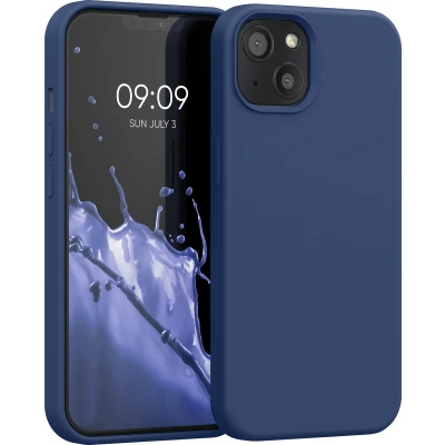 Afbeelding van kwmobile telefoonhoesje geschikt voor Apple iPhone 13 Hoesje met siliconen coating Smartphone case in marineblauw
