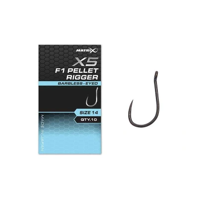 Afbeelding van Matrix X5 F1 Pellet Rigger Eyed Barbless (10 pcs) Maat : 18