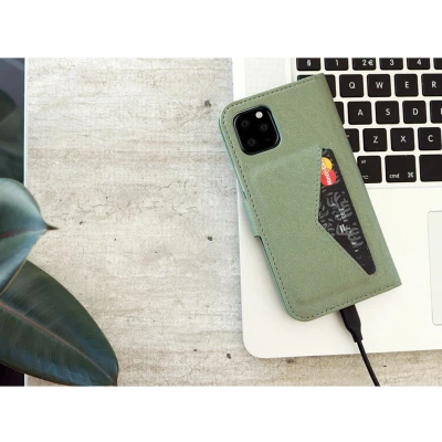 Afbeelding van Mobiparts hoesje geschikt voor Apple iPhone 7/8/SE(2020/2022) Wallet/Boekhoesje Eco Leer Magneet Sluiting Opberg vakken Groen