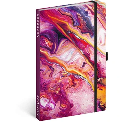Afbeelding van NOTIQUE Notitieboek, gelinieerd met elastiek, 13 x 21 cm, ca. A5, hardcover notebook, notitieblok, dagboek, dagboek voor volwassenen, dames (marmer)