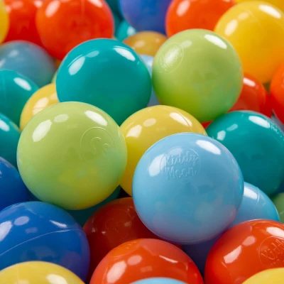 Afbeelding van KiddyMoon 300 ∅ 7cm kinderballen speelballen voor ballenbad baby plastic ballen made in eu, lichtgroen/oranje/turquoise/blauw/babyblauw/geel