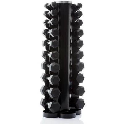 Afbeelding van Muscle Power Dumbbell Toren Zwart Opbergsysteem Ronde en Hexagonale Dumbbells