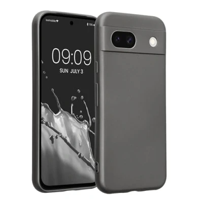 Afbeelding van kwmobile metallic telefoonhoesje van TPU Compatibel met Google Pixel 8a Flexible case voor smartphone In grijs