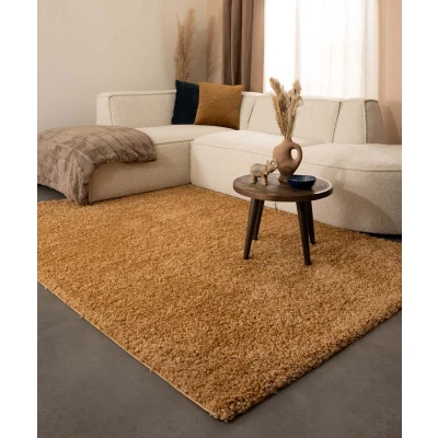 Afbeelding van Hoogpolig Vloerkleed Shaggy Trend Effen Goud 160x230 Cm