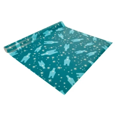 Afbeelding van SIGEL GP119 kerstcadeaupapier petrolblauw, wit, 1 rol 5 m x 50 cm