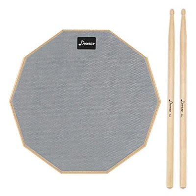 Afbeelding van Donner Practice Pad Drum oefenpad 20,32 cm met drumsticks, grijs