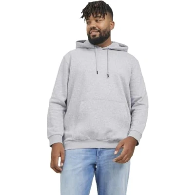 Afbeelding van JACK &amp; JONES Heren Jjebradley Sweat Hood Noos Pls Hoodie, lichtgrijs gem., 4XL Grote maten