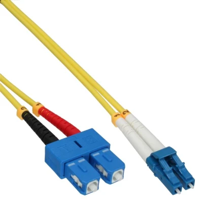 Afbeelding van LC SC Duplex Optical Fiber Patch kabel Single Mode OS2 geel / LSZH 2 meter InLine