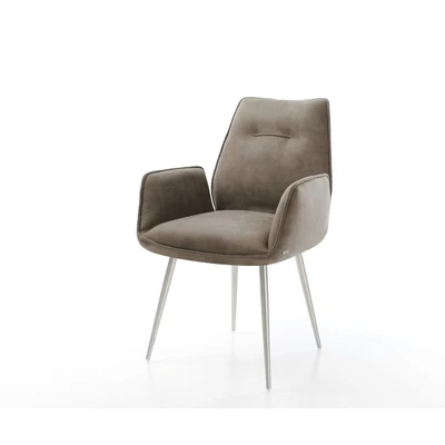 Afbeelding van Armleunstoel Zoa Flex 4 poot conisch roestvrij staal taupe vintage