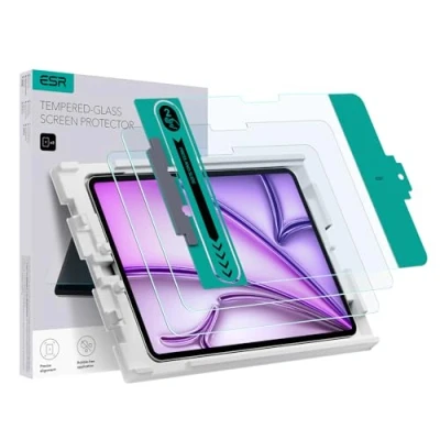 Afbeelding van ESR Beschermfolie voor iPad Air 13 inch M2 (2024), 2024 displaybeschermfolie van gehard glas met eenvoudig aan te brengen plank, krasbestendig, HD helderheid, 2 stuks