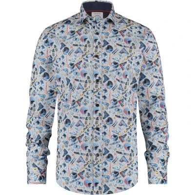 Afbeelding van A Fish named Fred Mannen Overhemd Ski elementen Wit Maat 5XL