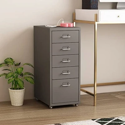 Afbeelding van Kantoorkast Kökar ladekast op wielen 69x28x41 cm grijs