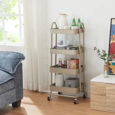 Afbeelding van Keukentrolley Pyhäntä met 4 manden 103,5x46x35 cm camel [en.casa]