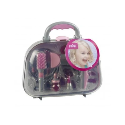 Afbeelding van Klein Toys Braun kapsalon met haardroger incl. stylingaccessoires en ventilator koude lucht mechanisme roze grijs