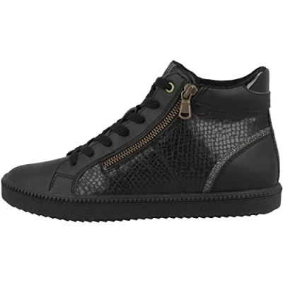 Afbeelding van Geox Blomiee Sneakers hoog, Dames, Maat: 35, Black Hoogwaardig imitatieleer