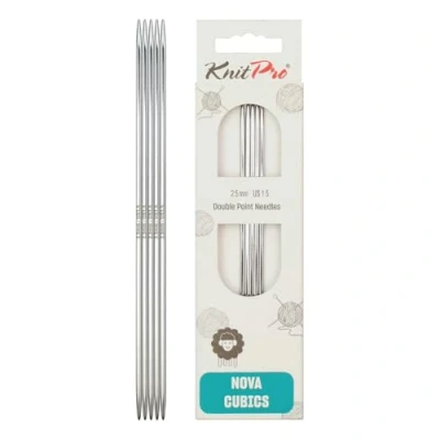Afbeelding van KnitPro Nova Cubics breinaalden zonder knop met dubbele uiteinden 12,5 cm x 2,5 mm, verpakking van 5