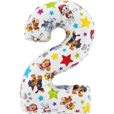 Afbeelding van Toyland® 26 Inch Paw Patrol Cijfer Folieballon Kinderfeest Ballonnen Nummer 1 6 Beschikbaar (NUMMER 2)