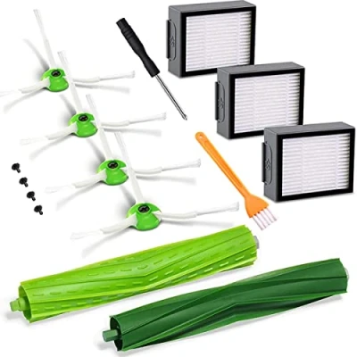 Afbeelding van Reserveaccessoires voor iRobot Roomba E&amp;I serie, reserveonderdelen E5 E6 i7 i7+ i3 i3+ i4 i4+ i6 i6+ i8 i8+ stofzuigers, 1 paar siliconen borstels, 3 filters, 4 zijborstels