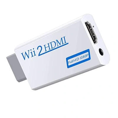 Afbeelding van MEETTIKEY Wii Hdmi adapter, naar converter, HD 1080p adapter met 3,5 mm audio uitgang en Hdmi, ondersteunt alle weergavemodi voor Monitor Projector TV (wit)